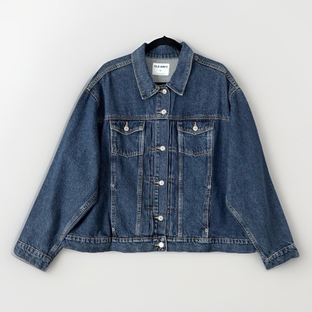 Old Navy Jean Jacket Womens XXL Blue Denim Trucker Classic Casual Outerwear NWT